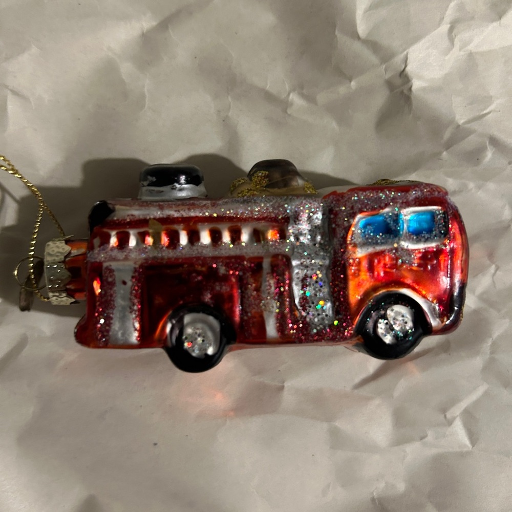 Vintage Firetruck Colorful Decorative TreeOrnament